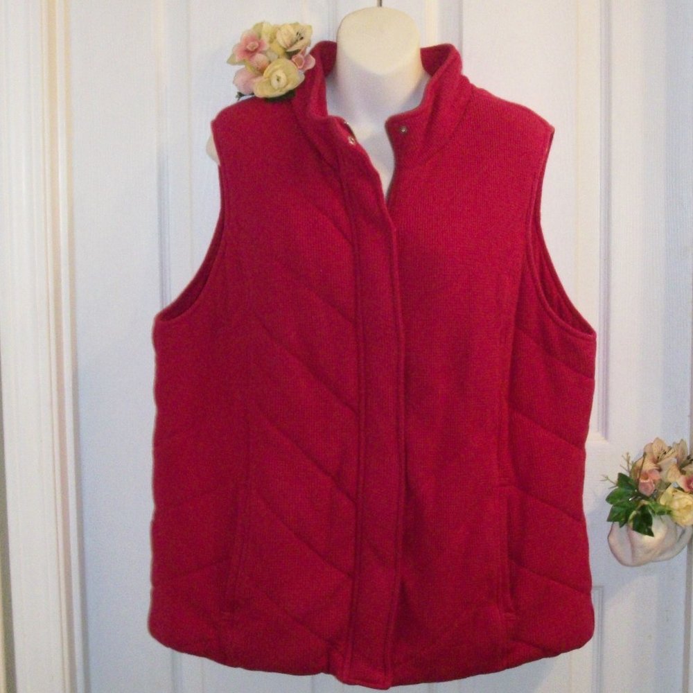 JONES NEW YORK Sport 1X Hot Pink Full Zip Vest Insulated Soft Waffleweave Fabric